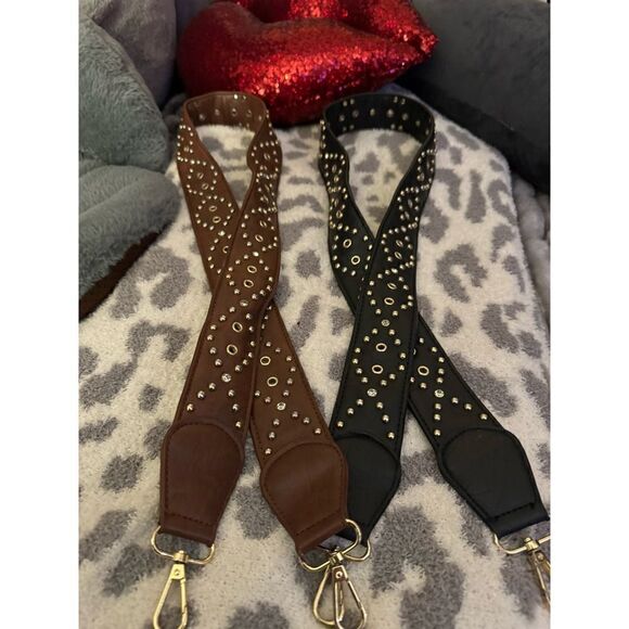 Lot of 2x crossbody bag/purse/pocketbook novelty strap brown black - Picture 2 of 4